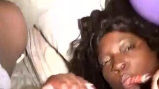 Sucking his dick with a lollipop in my mouth